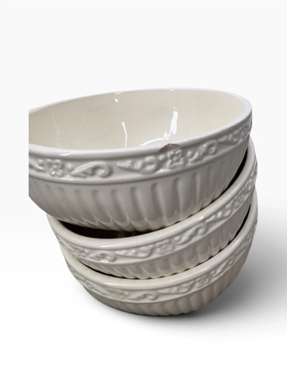 Mikasa White Glazed Ceramic Nesting Serving Bowls - Set of 3